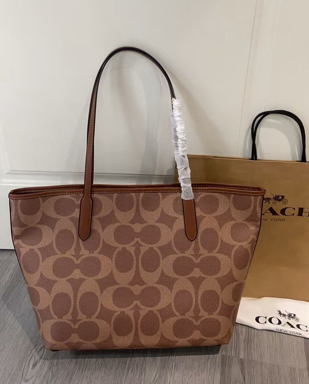 COACH Halloween Pumpkin Signature City Tote Bag